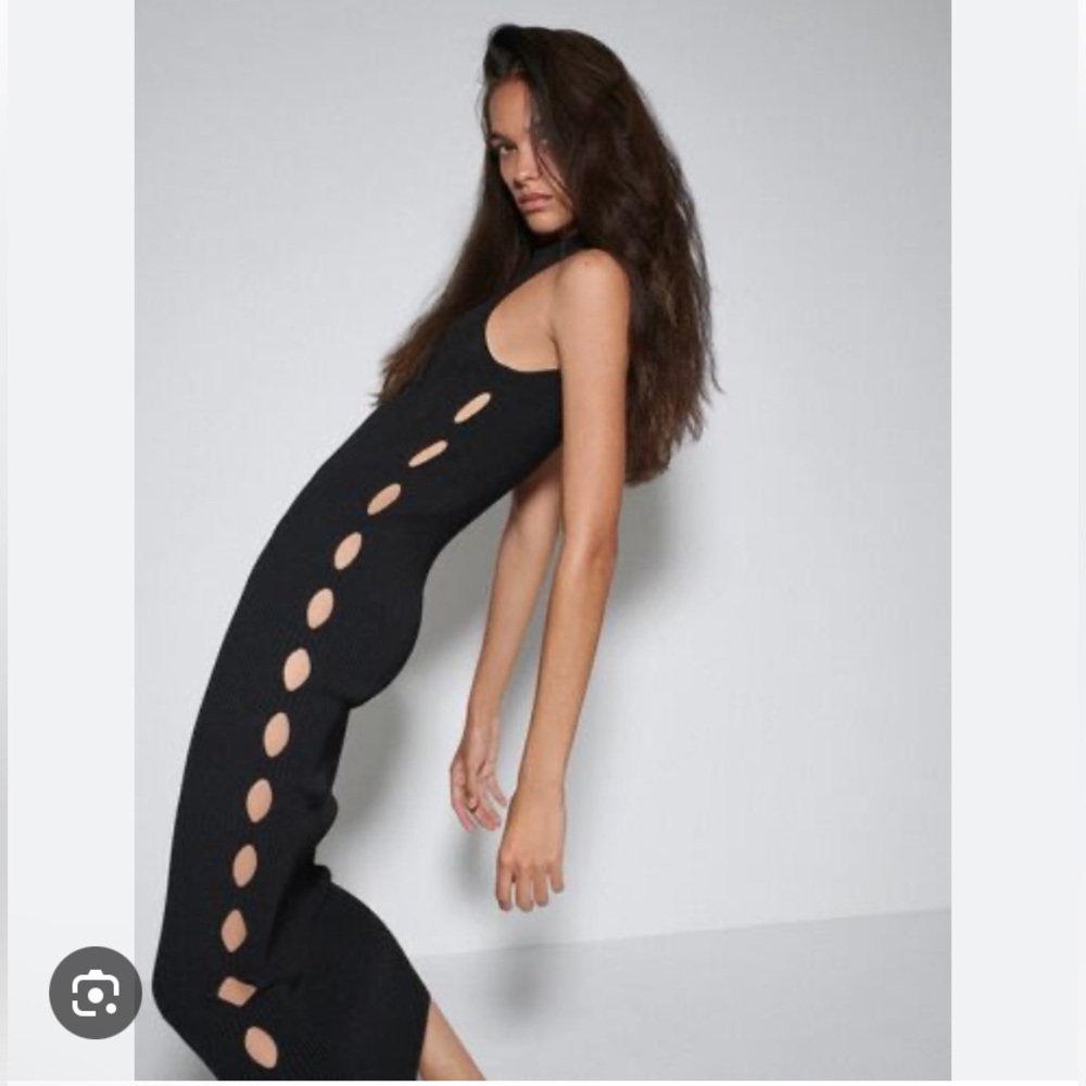 Zara Ribbed Knit Dress with Side Slits